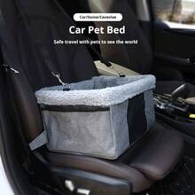 深灰色宠物汽车座椅套，防水防刮前排座椅狗/猫携带网袋 - 深灰色 - 查看 1