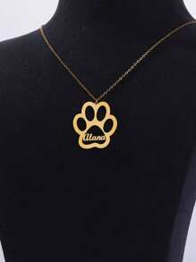 1 件可爱熊掌个性化定制名字项链，适合女士男士定制铭牌项链 18K 镀金不锈钢可调节链条定制珠宝时尚配饰生日礼物 - 金黃色 - 查看 11