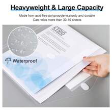 8 Pack Binder Pockets For 3 Ring Binder, Clear Binder Folders With Hook And Loop Closure, Heavyweight 3 Holes Binder Pouch File Organizer For School Office, Letter Size, Side Loading - Clear - View 5