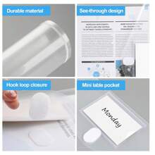 8 Pack Binder Pockets For 3 Ring Binder, Clear Binder Folders With Hook And Loop Closure, Heavyweight 3 Holes Binder Pouch File Organizer For School Office, Letter Size, Side Loading - Clear - View 4