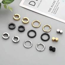 1 Bộ 10 Bộ kẹp tai từ tính không đục lỗ bằng thép không gỉ phong cách Punk thời trang Thích hợp cho mọi dịp cho cả nam và nữ - bộ khuyên tai kẹp tai - Xem 7