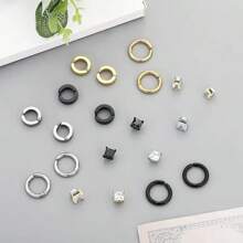 1 Bộ 10 Bộ kẹp tai từ tính không đục lỗ bằng thép không gỉ phong cách Punk thời trang Thích hợp cho mọi dịp cho cả nam và nữ - bộ khuyên tai kẹp tai - Xem 6
