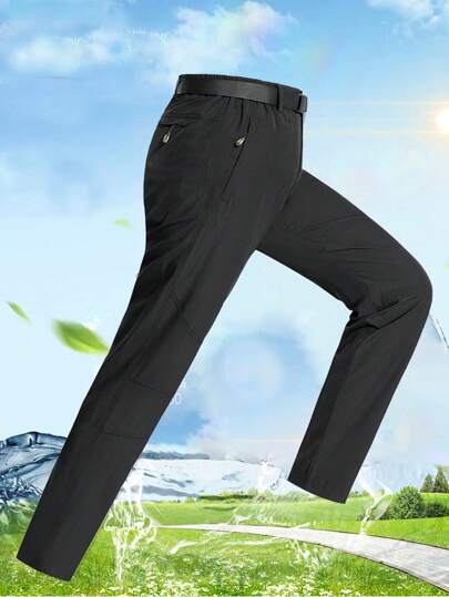 Boyfriend Style Men's Waterproof Softshell Pants - Loose Fit, Elastic, Breathable, Water Repellent, Abrasion Resistant, Smooth & Cool Fabric, Comes With Belt, Suitable For Outdoor Activities