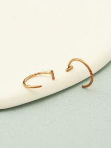 2入組銀色朋克風非穿孔式唇環，時尚個性化唇環