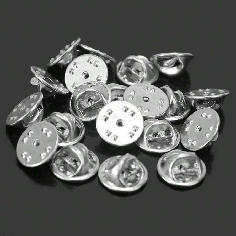 100pcs Pin Backs Sliver Lapel Pin Backs Butterfly Clutch Replacement Metal Enamel Brooch For DIY Badge Jewelry Craft Making - Butterfly Buckle - View 1