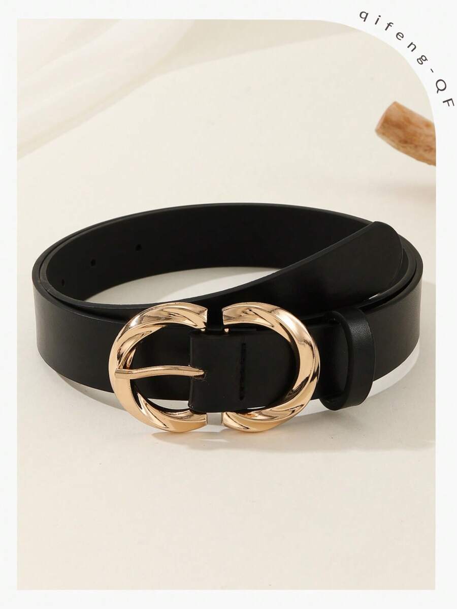 1 件金色无限扣腰带，女士百搭，适合外套、连衣裙、夏季日常穿着、秋季学校、秋季、万圣节 - 黑色 - 查看 1