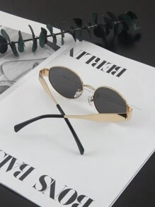 1 件高品质复古椭圆形金属框架太阳镜万圣节海滩配饰女士太阳镜太阳镜色调基本款适合毛衣牛仔裤运动裤连帽衫夹克连衣裙和长袖衬衫时尚遮阳优雅装扮家庭出游旅行度假夏季海滩度假、户外、旅行 - 金框灰片 - 查看 6