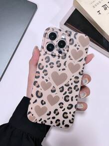 1个豹纹爱心图案透明TPU防摔手机壳，兼容 15 Pro Max、三星S24 Ultra、红米13C，国际版，非国内版 - 彩色 - 查看 1