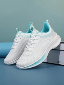 Women's Breathable Knit Cushioned Lightweight Casual Running Shoes Outdoor  Lace-Up Sport Sneakers