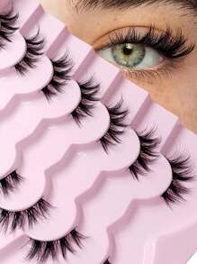 7 Pairs Rikuaild Soft & Natural Cat Eye Makeup False Eyelashes, Delicate Criss-Cross Fluffy Lashes - Criss Cross lashes - View 1