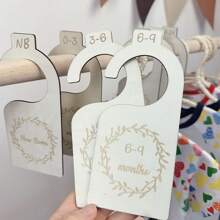 Baby Closet Size Dividers 7Pcs/Set Wooden Baby Closet Organizer Infant Baby Clothes Wardrobe Hanger Organizer From Newborn To 24 Month Boys Girls Nursery Room Decor Hanging Dividers Love Valentine
