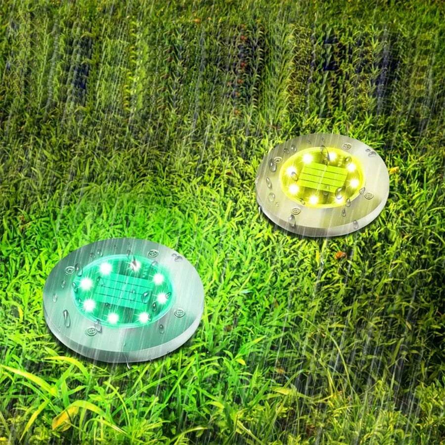 1 件套 8 小时 LED 太阳能花园灯套装，颜色变化，传感器激活，防水耐用，非常适合小路、小路、庭院、露台的户外花园照明 - 七彩 - 查看 1