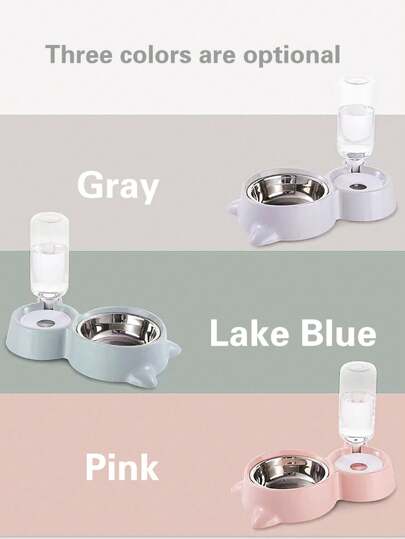 1 Set Small/Medium Dog Cat Feeding Bowl, Automatic Pet Water Dispenser And Food Dish, Stainless Steel Double Bowl Pet Supplies