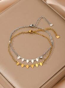 1pc Ins Beach Style Stainless Steel Triangular Design Anklet Chain For Women - Triangle Chain - View 4