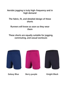 BMAI 1 Pair Spring/Summer New Boyfriend Style Men's Sports Running Training Pants, Lightweight, Quick-Drying, Breathable, Comfortable, Casual Shorts - Blue - View 3