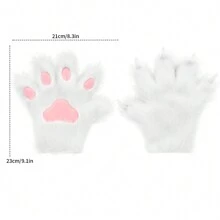 Furry Fur Cat Wolf Fox Dog Fluffy Animal Paws Claws Gloves Mittens Hands Costume Cosplay For Kids Halloween