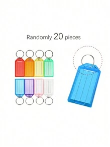 XIANG YU 20/50 件钥匙标签塑料钥匙链标签带横线空白纸标签透明盖和开口环坚固物品识别器 - 彩色 - 查看 14