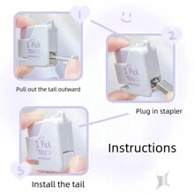 Rosyposy 1PC Cute Mini Stapler Color Stapler Set With 40pcs 10# Staples Binding Tools Block Shape Stationery School Office Supplies Back To School - Multicolor - View 6