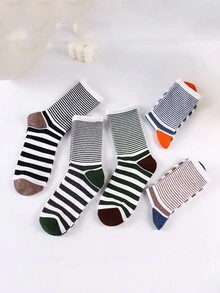 5雙組隨機男女款條紋中筒運動襪，透氣排汗 - 彩色 - 查看 3