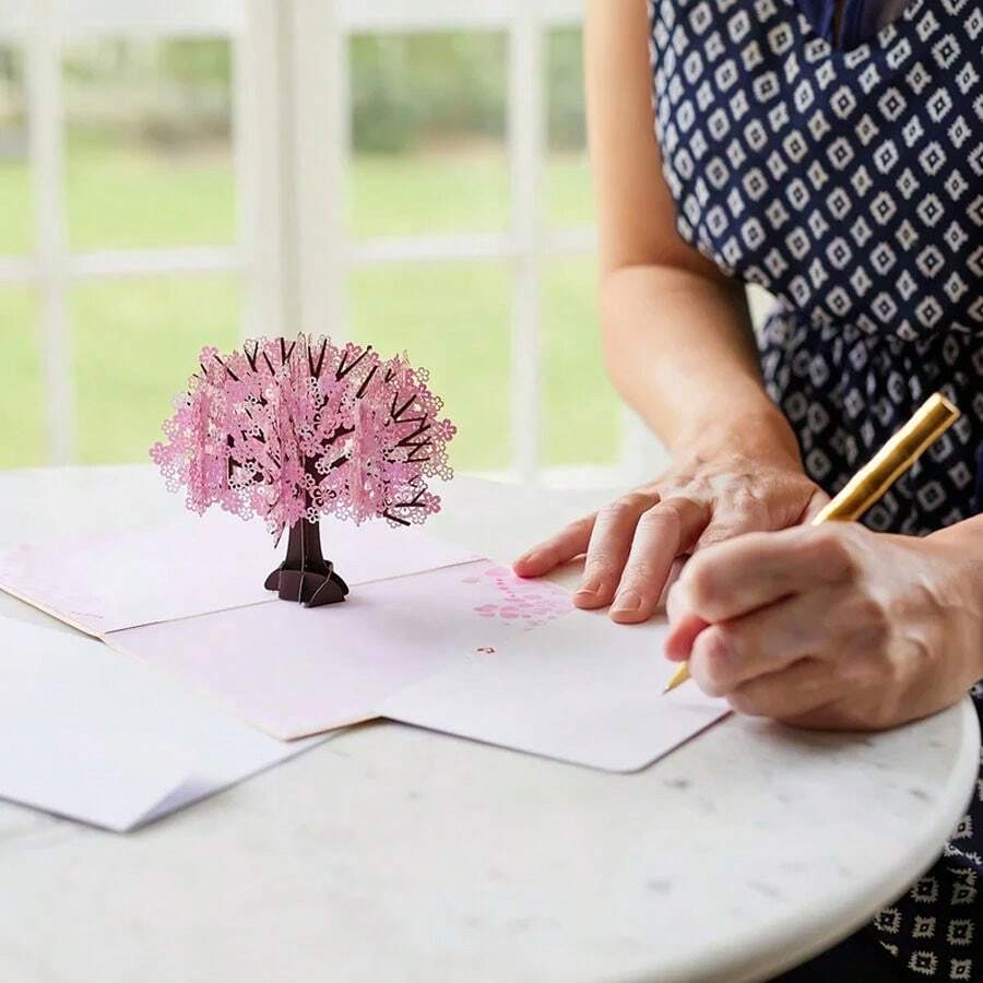 3D Rose Bouquet And Cherry Blossom Couple Greeting Card, Handmade Love