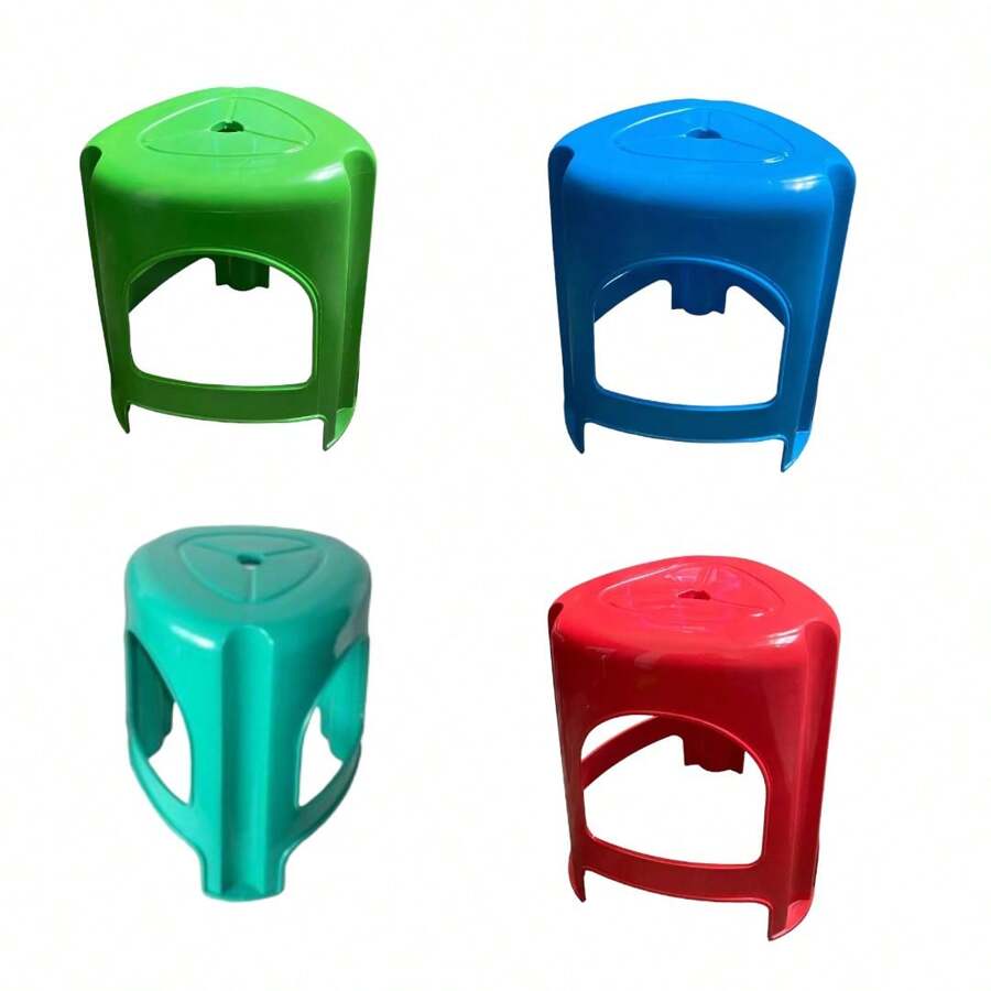 Pack De 5 Bancos De Plástico Para Negocio Uso Rudo 3 Patas!! - Azul - Ver 1