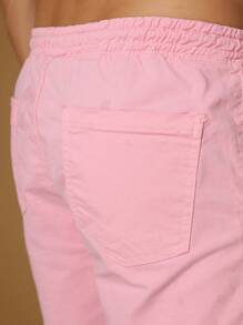 Men Denim Shorts - 粉色 - 查看 5