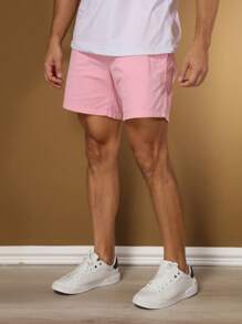 Men Denim Shorts - 粉色 - 查看 3