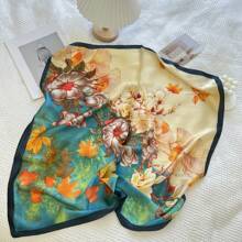 1 pièce Écharpe pour femme de style français de peinture Van Gogh élégant de fleur satinée d'imitation de soie, 70*70cm carré rétro chic écharpe décontractée décorative pour le cou, accessoire inspiré par Monet à la menthe, écharpe artistique avec styles multiples, bandeau, crème solaire, serviette de plage, convient pour un port quotidien, des rencontres, des activités de plein air, des vacances, des voyages, de la photographie, comme cadeau. Bandana, bandeau cheveux, bandeau idéal pour rehausser votre look