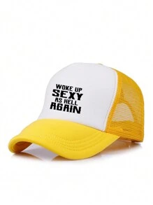 1 pieza Gorra de camionero de moda "WOKE UP SEXY AS AGAIN" con estampado de letras, gorra de béisbol para adultos, gorra de conductor de camión, regalo gracioso para hombres - Multicolor - Ver 12