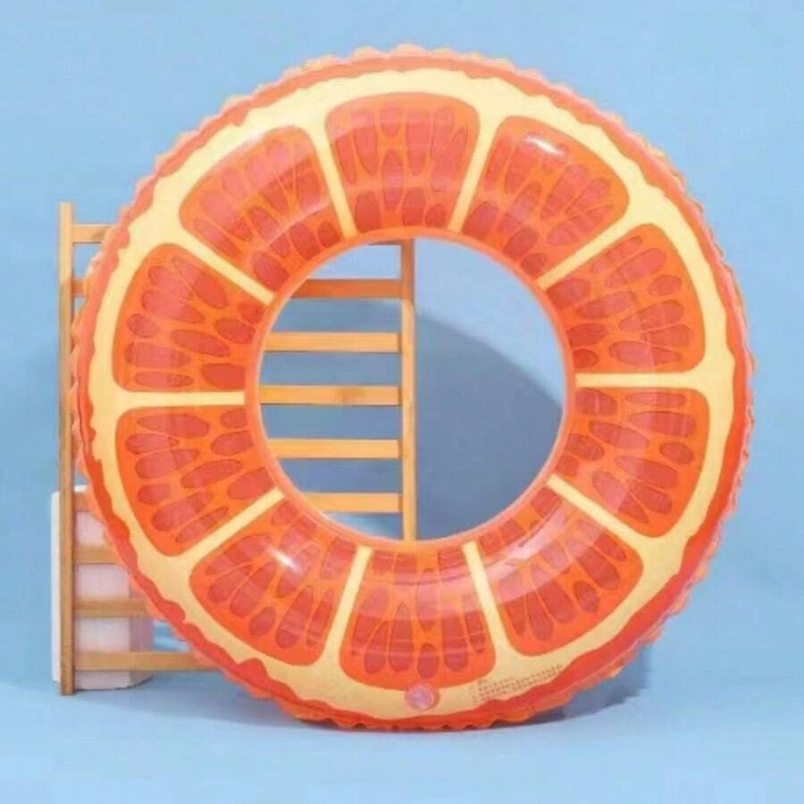 充氣橙色游泳圈，水上運動玩具，適用於游泳池、沙灘或海邊，隨機風格 - 橘色 - 查看 1