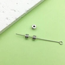 Bộ 50 Hạt Cổ Bạc Rời Hợp Kim Miếng Đệm Hạt Có Lỗ Mũ Hạt Kim Loại Hạt Bạc Cổ Miếng Đệm Thủ Công Cho Vòng Tay Vòng Cổ Hàng Thủ Công Trang Sức DIY Craft - Màu Bạc Cổ - Xem 12