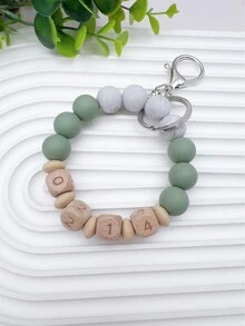 Customized Silicone Square & Round Beaded Wrist Keychain With Personalized Birthday, Year, And Numbers - Multicolor - View 15