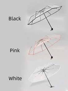 1 pieza Paraguas plegable transparente de PVC con 8 varillas reforzadas, paraguas plegable para fotografía al aire libre y viajes, artículo esencial de viaje, accesorios de viaje, accesorios para automóvil, accesorios al aire libre, estuche para avión, artículos útiles, artículos esenciales de verano, accesorios de oficina - Multicolor - Ver 2
