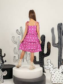 Young Girls Dresses - 玫紅色 - 查看 3