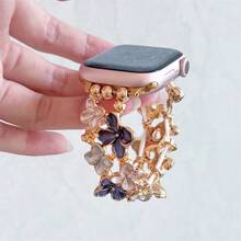 新款豪華珠子表帶，適用於Apple Watch系列9 8 7 6 5 4 3 2 1，女性可愛手工彈性珠子手鍊表帶適用於38mm、40mm、41mm、42mm、44mm、45mm和49mm女性Apple Watch手帶