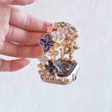 新款豪華珠子表帶，適用於Apple Watch系列9 8 7 6 5 4 3 2 1，女性可愛手工彈性珠子手鍊表帶適用於38mm、40mm、41mm、42mm、44mm、45mm和49mm女性Apple Watch手帶