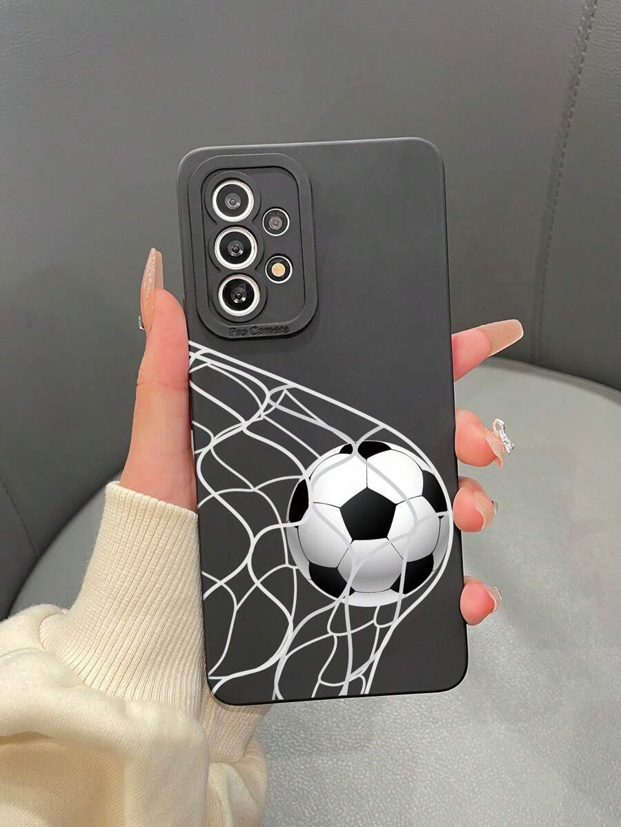 1 个 TPU 哑光眼球和足球门印花手机壳，兼容 Apple 系列、三星 A/S 系列、小米 Redmi Note、OPPO A/Reno 系列、INFINIX 系列，随机相机切口设计 - 彩色 - 查看 1