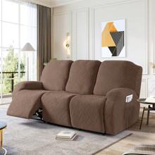 Stretch Recliner Sofa Covers, Reclining Couch Covers With Pockets, Jacquard Reclining Sofa Covers Soft Washable Furniture Protector With Elastic Bottom - Rust Brown - View 1