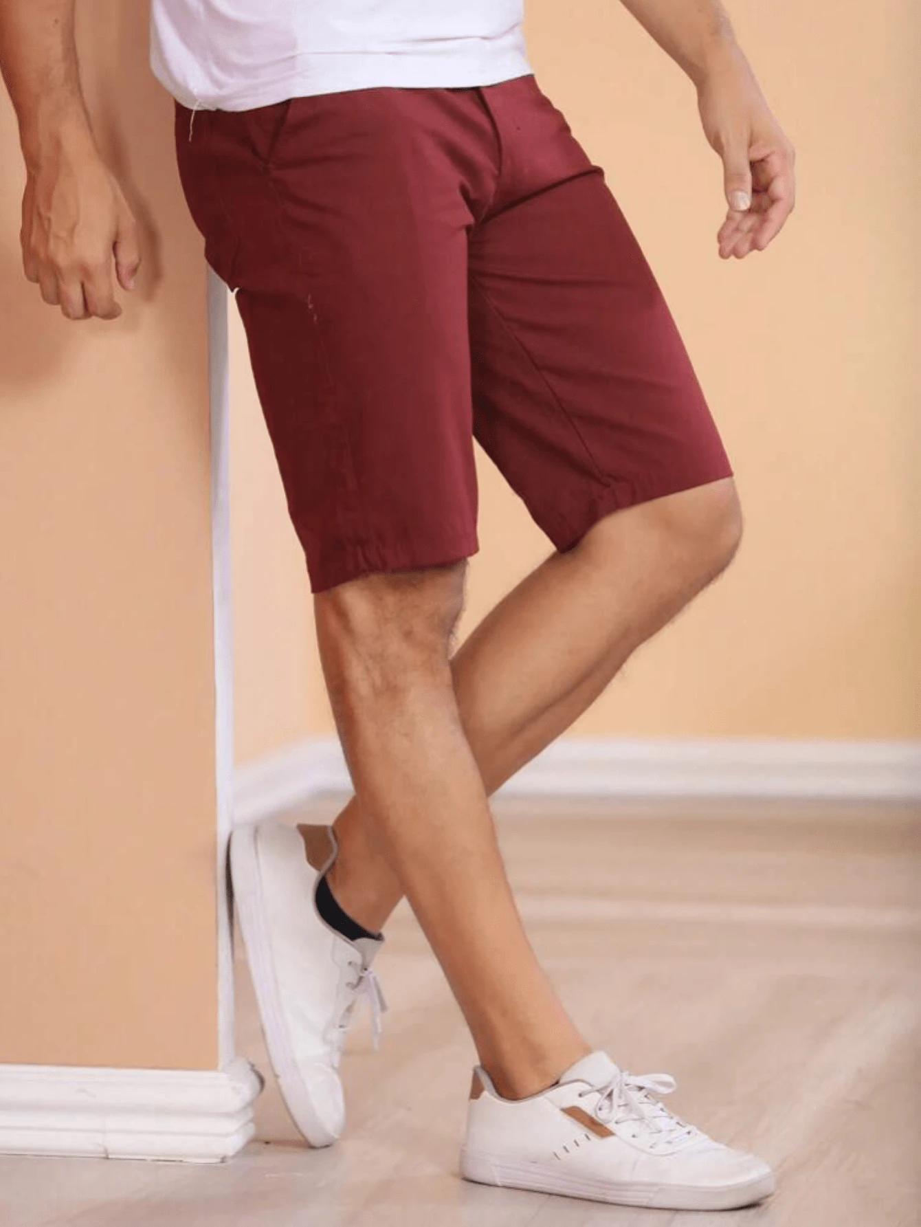 Men Denim Shorts - Màu Đỏ Sâu - Xem 1