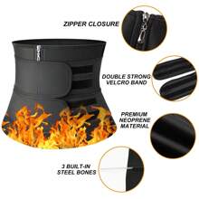 Tricolor Sweat Waist Trainer For Women Two Belts, Neoprene Workout Corset Waist Trainer Cincher Trimmer Shaper Zipper, Sports