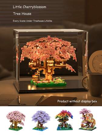 1 Modelo de ladrillo de casa del árbol con flores de cerezo, casa del árbol arcoíris, 2 en 1 juego de construcción de casa del árbol, casa del bosque DIY, bloques de construcción en miniatura, sets de vista de calles antiguas, para exhibición de casa del árbol, perfecto para decoración de sala de estar y adorno de escritorio, regalo perfecto para cumpleaños, regalo del Día de Acción de Gracias, regalo creativo del Día de San Valentín. Actividades de alivio de presión y estrés. Construcción familiar.