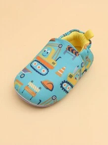 1 Coppia di Ciabatte Antiscivolo con Fantasia di Escavatore Animato per Ragazzi e Ragazze, Scarpe Basse per Bambini con Suola Morbida per le Quattro Stagioni e la Prima Infanzia