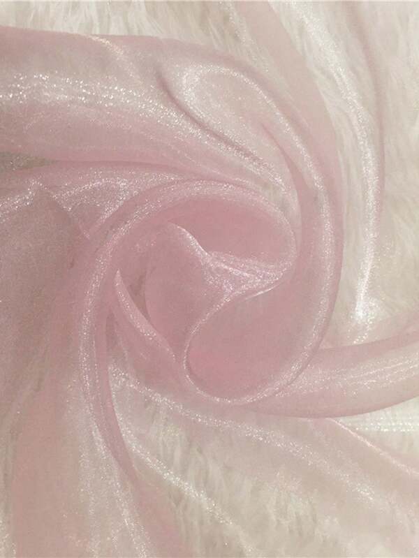 1pc Light Pink Glitter Organza Fabric For DIY Craft, Wedding Decoration, Clothing, Headwear, Room Decor, 3 Layers