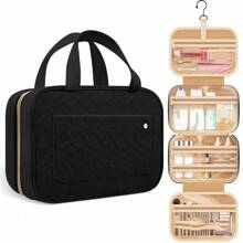Geantă de toaletă pliabilă de mare capacitate cu cârlig de agățat, separare umedă și uscată, geantă de machiaj portabilă impermeabilă pentru călătorii, cadouri pentru femei, cadouri de Crăciun, idei de cadouri pentru femei