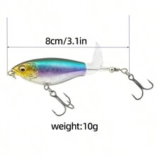 1pc Fake Bait Propeller Lure, 10g, Puffer Fish Shaped Topwater Tractor Rotating Hard Lure, Buoyant Pencil, Noisy Fishing Bait - Multicolor - View 16
