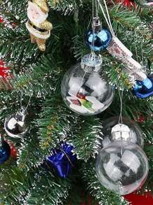 3/6/9/12Pcs Christmas Transparent Ball Plastic Christmas Trees Open Ball Box Bauble Ornament Wedding Gift Present Party Home Decoration,Christmas - Clear - View 4