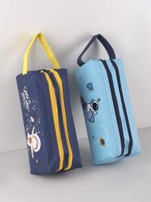 宇航员卡通图案铅笔盒，减压笔袋可爱学校用品美观收纳盒，学校用品，铅笔袋，书包 - 彩色 - 查看 4