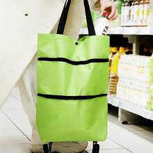 1pc Foldable Shopping Cart Tote Bag, 2-In-1 Foldable Shopping Cart With Wheels, Lightweight, Foldable, Reusable, Grocery Bag, Large Capacity Travel Bag, Waterproof Trolley, Suitable For Shopping, Travel, Camping, Home And Outdoor Use, Essential Travel Accessory - Multicolor - View 7