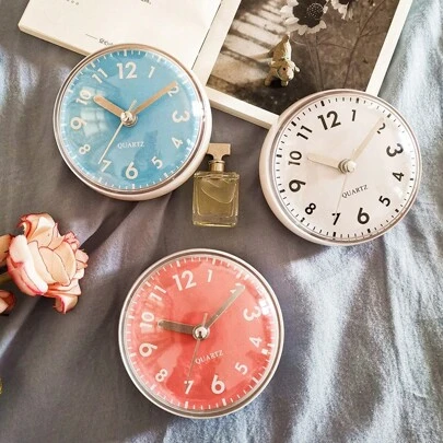 1 件无噪音 IP4 防水淋浴防水硅胶贴纸挂钟，浴室清扫模拟厨房静音挂钟带吸盘（不含 AA 电池），家居装饰，房间装饰