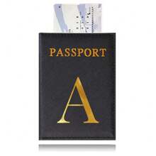 Hot Passport Cover PU Leather Card Case For Women  Initials A To Z Letter Pattern Passport Holder Lovers Men Air Plan Travel Passport Sleeve Business Passport Holder ID Cover Unisex Card Slim Passport RFID Card Case Cover Travel Accessories - Black - View 24